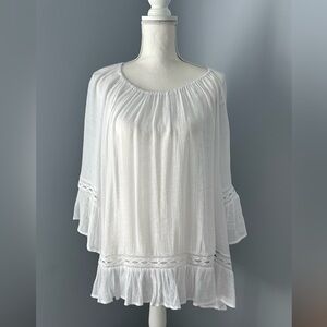 *NWT* ZAC & RACHAEL WOMEN’S SIZE 2X BRIGHT WHITE BOHO PEASANT BLOUSE
